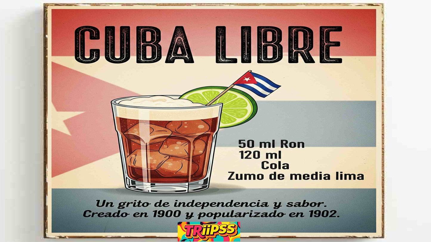 Cuba Libre - Póster Decorativo Bar Vintage-Carta Drink -Imprimible -TRiiPSS