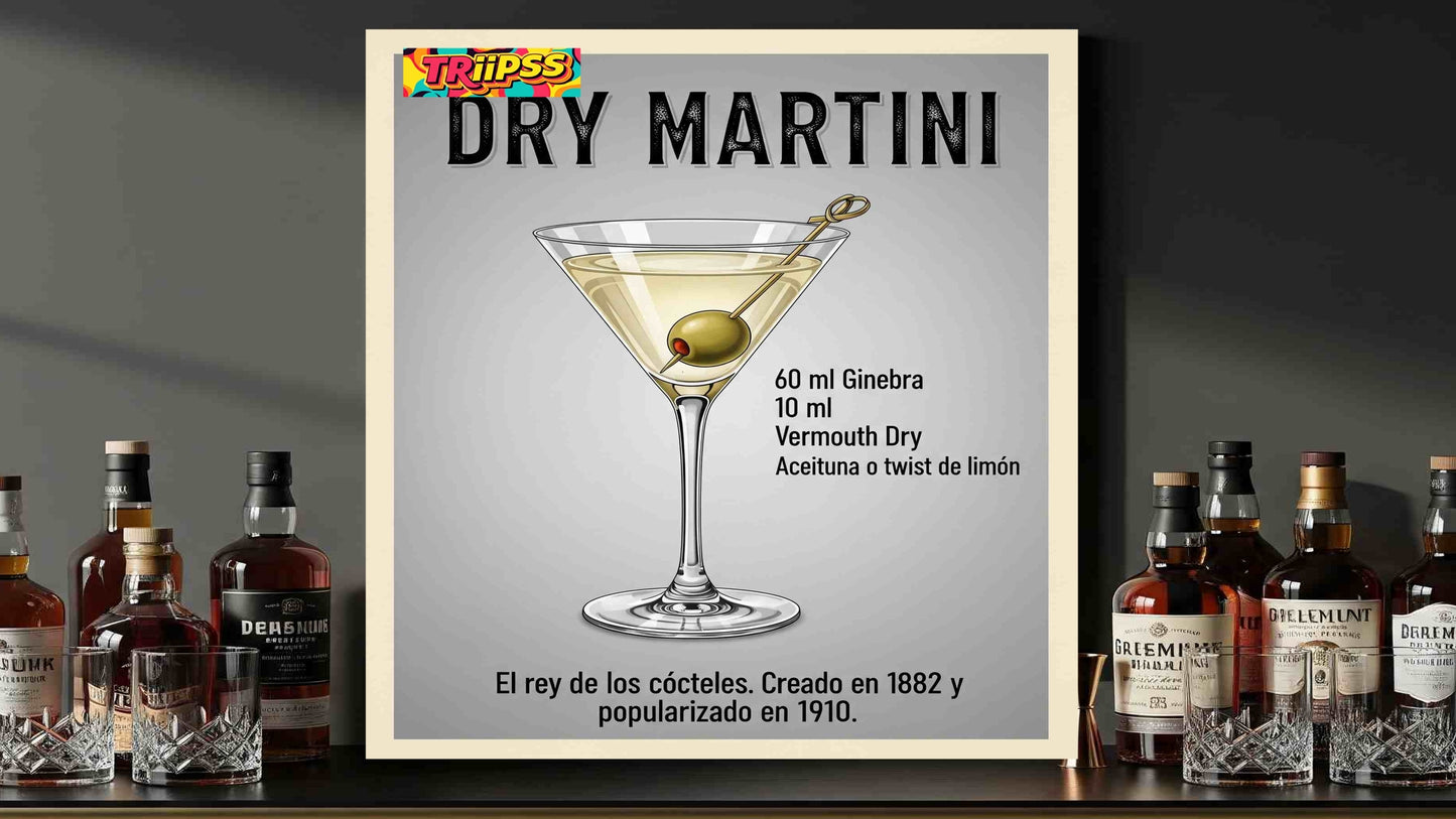 Dry Martini -Poster Digital - Cuadro Decorativo Elegante Vintage para Bar y Hogar - TRiiPSS