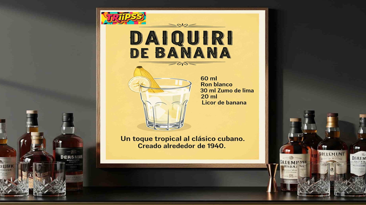 Daiquiri de Banana- Póster Decorativo Bar Vintage-Decoracion-Interior-Imprimible-TRiiPSS