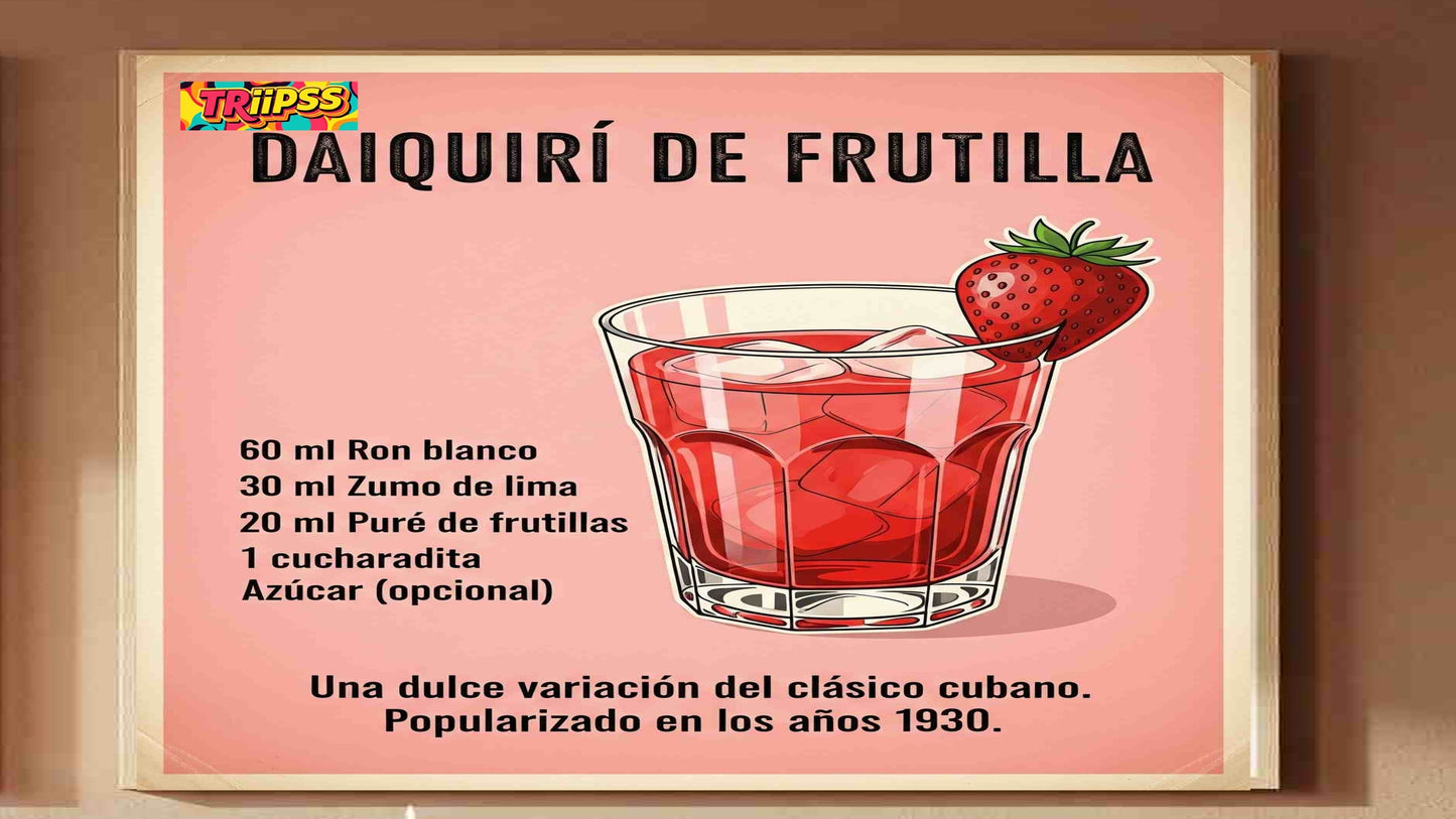 Daiquiri de Frutilla -Póster Decorativo Bar Vintage-Imprimible-Cocina-Living-TRiiPSS