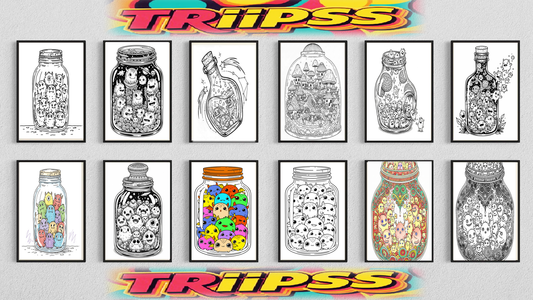 Pack de Ilustraciones para Colorear | Jar Monsters - 15 Diseños en A3 (300 DPI) para Imprimir