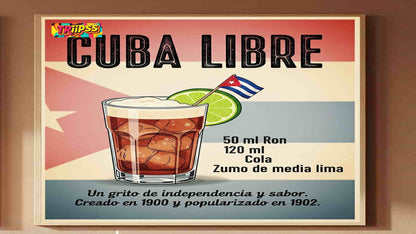 Cuba Libre - Póster Decorativo Bar Vintage-Carta Drink -Imprimible -TRiiPSS
