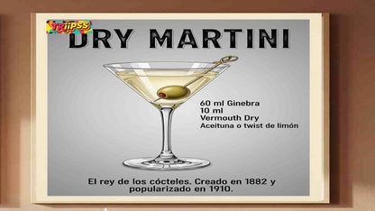 Dry Martini -Poster Digital - Cuadro Decorativo Elegante Vintage para Bar y Hogar - TRiiPSS