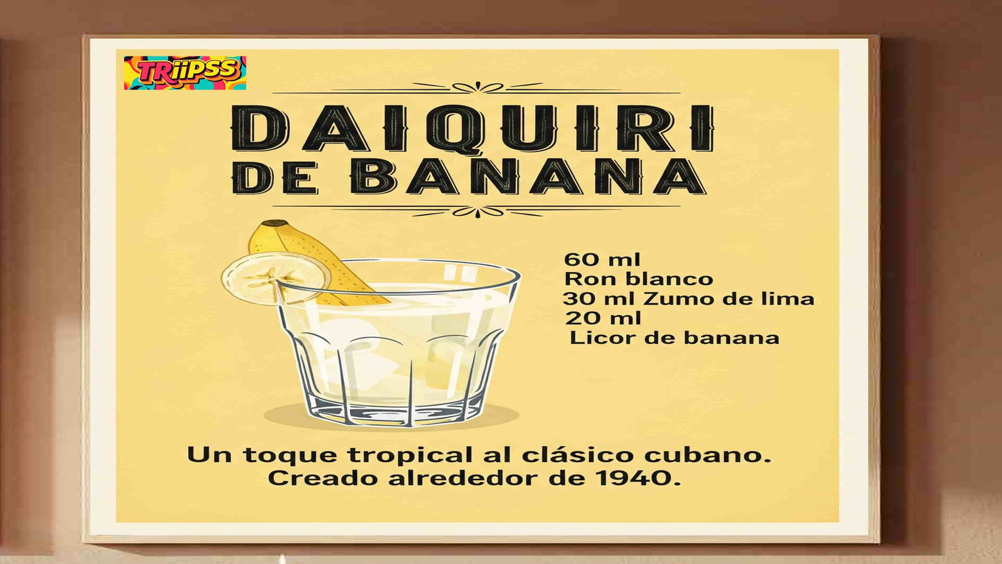 Daiquiri de Banana- Póster Decorativo Bar Vintage-Decoracion-Interior-Imprimible-TRiiPSS