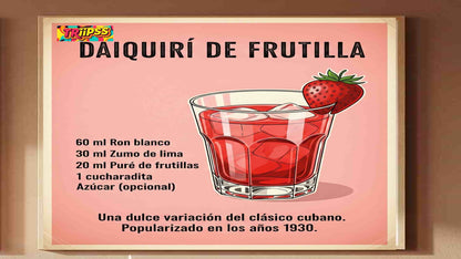 Daiquiri de Frutilla -Póster Decorativo Bar Vintage-Imprimible-Cocina-Living-TRiiPSS