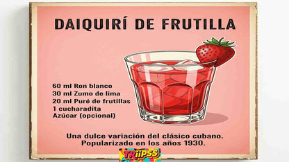 Daiquiri de Frutilla -Póster Decorativo Bar Vintage-Imprimible-Cocina-Living-TRiiPSS