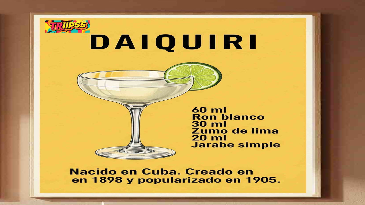 Daiquiri - Póster Decorativo Bar Vintage -Cocina,Living,Comedor-LaminaImprimible- Carta- TRiiPSS
