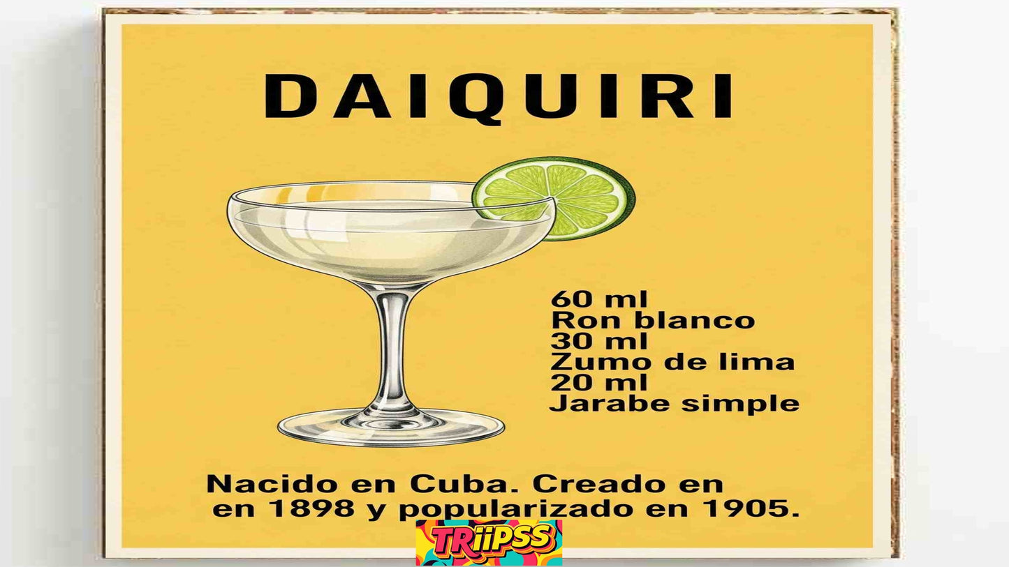 Daiquiri - Póster Decorativo Bar Vintage -Cocina,Living,Comedor-LaminaImprimible- Carta- TRiiPSS