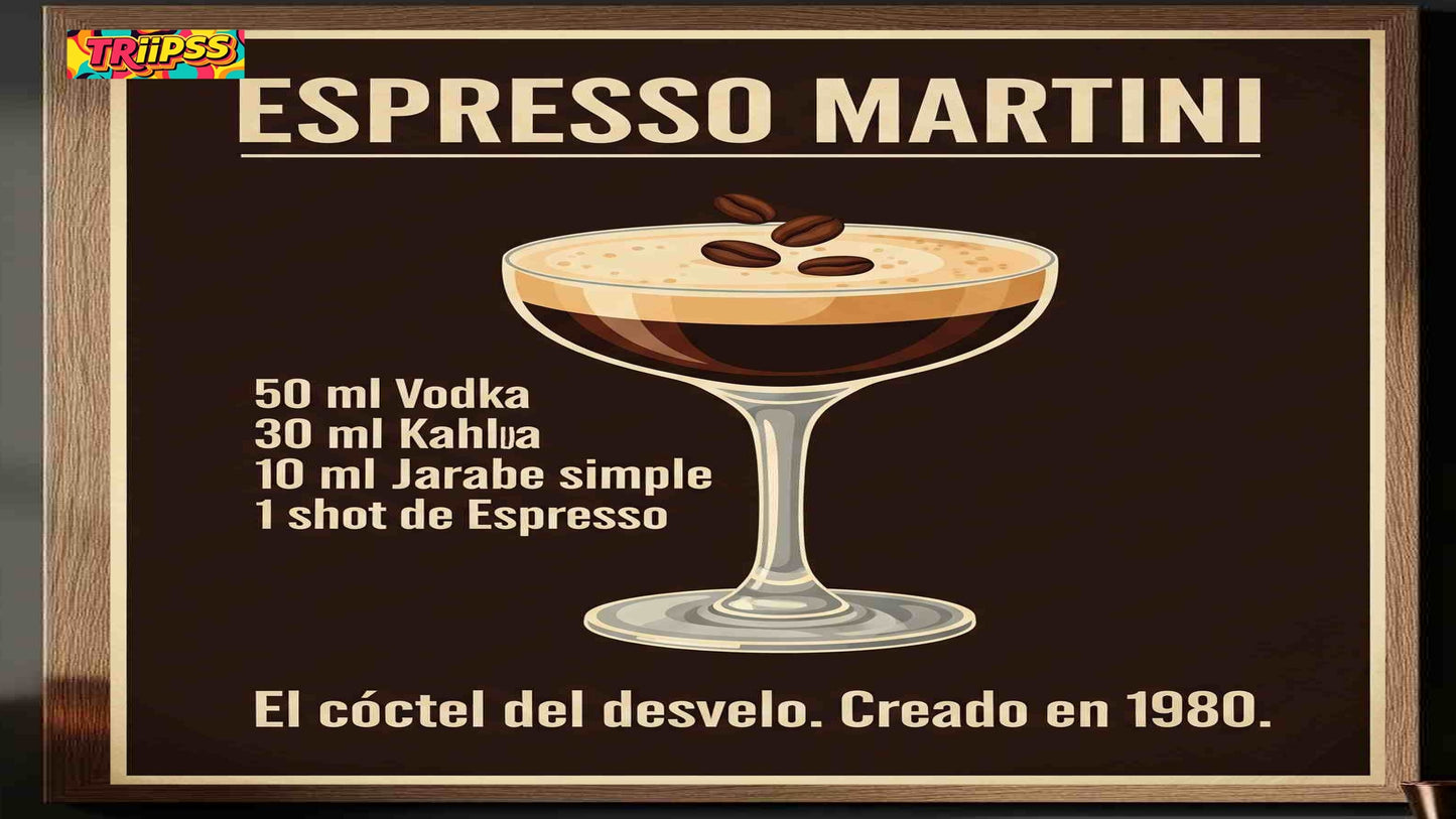 Espresso Martini -Póster Digital- Cuadro Decorativo Vintage para Bar y Rincón de Café - TRiiPSS