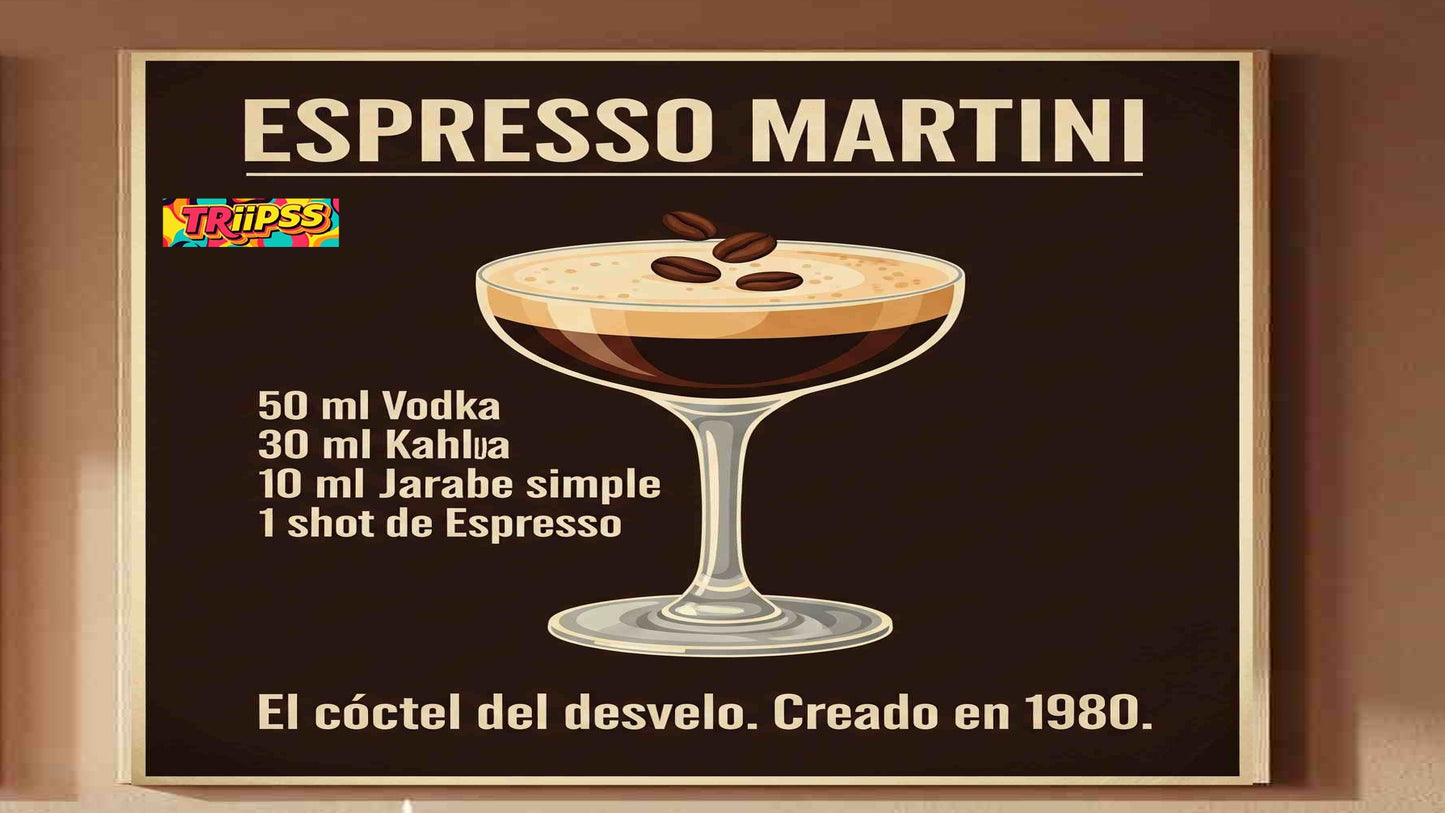 Espresso Martini -Póster Digital- Cuadro Decorativo Vintage para Bar y Rincón de Café - TRiiPSS