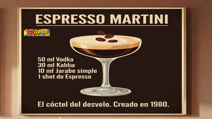 Espresso Martini -Póster Digital- Cuadro Decorativo Vintage para Bar y Rincón de Café - TRiiPSS