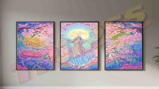 Tríptico Arte Digital Imprimible A3 - Fullmoonheart -triipss