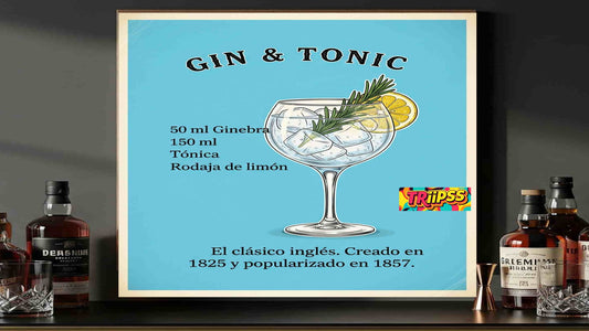 Gin Tonic - Póster Digital-Cuadro Decorativo Vintage Refrescante para Bar y Hogar - TRiiPSS