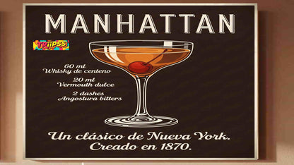 Manhattan - Poster Digital-Cuadro Decorativo Vintage Sofisticado para Bar y Estudio - TRiiPSS