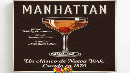 Manhattan - Poster Digital-Cuadro Decorativo Vintage Sofisticado para Bar y Estudio - TRiiPSS