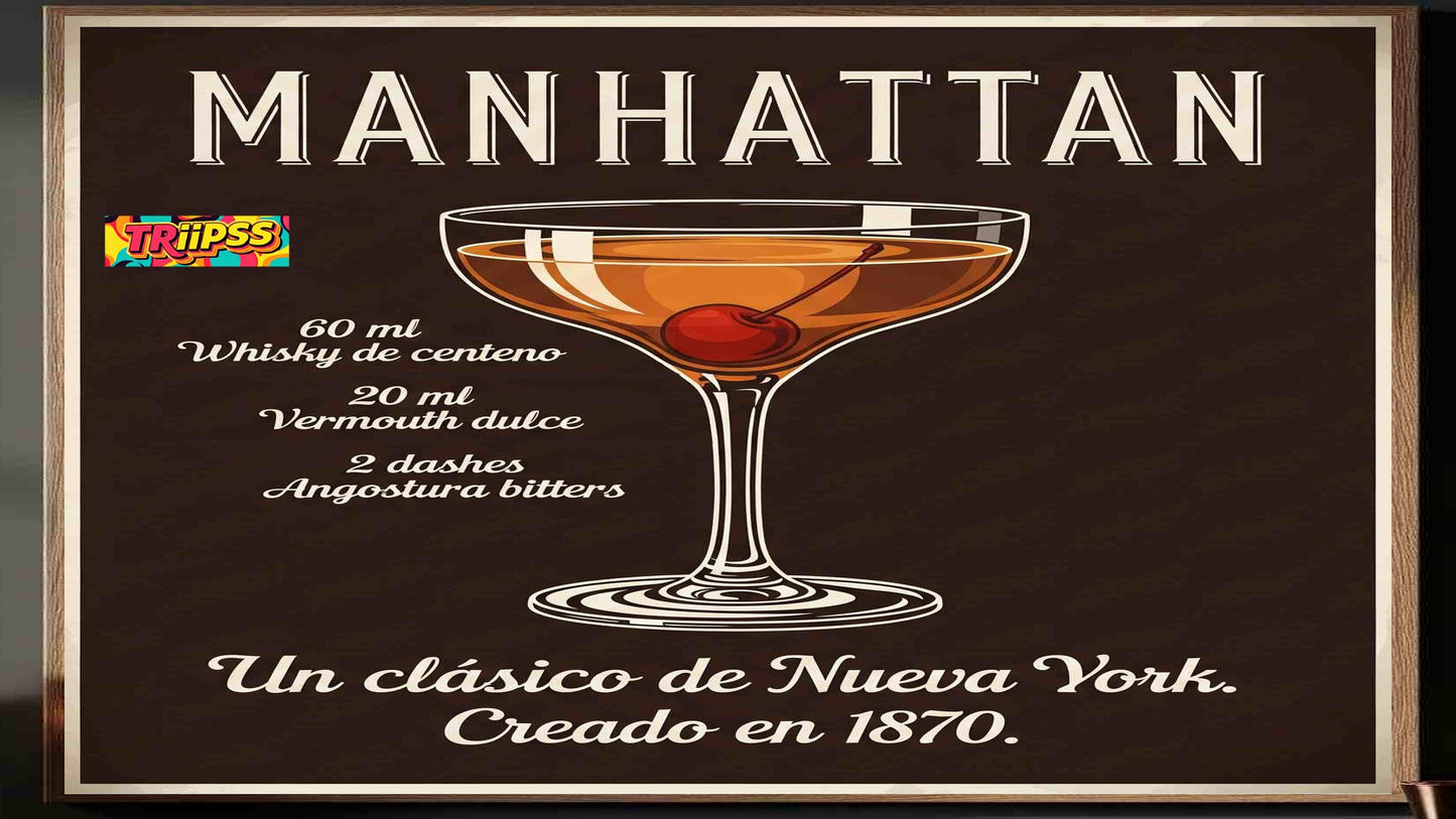 Manhattan - Poster Digital-Cuadro Decorativo Vintage Sofisticado para Bar y Estudio - TRiiPSS