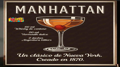 Manhattan - Poster Digital-Cuadro Decorativo Vintage Sofisticado para Bar y Estudio - TRiiPSS