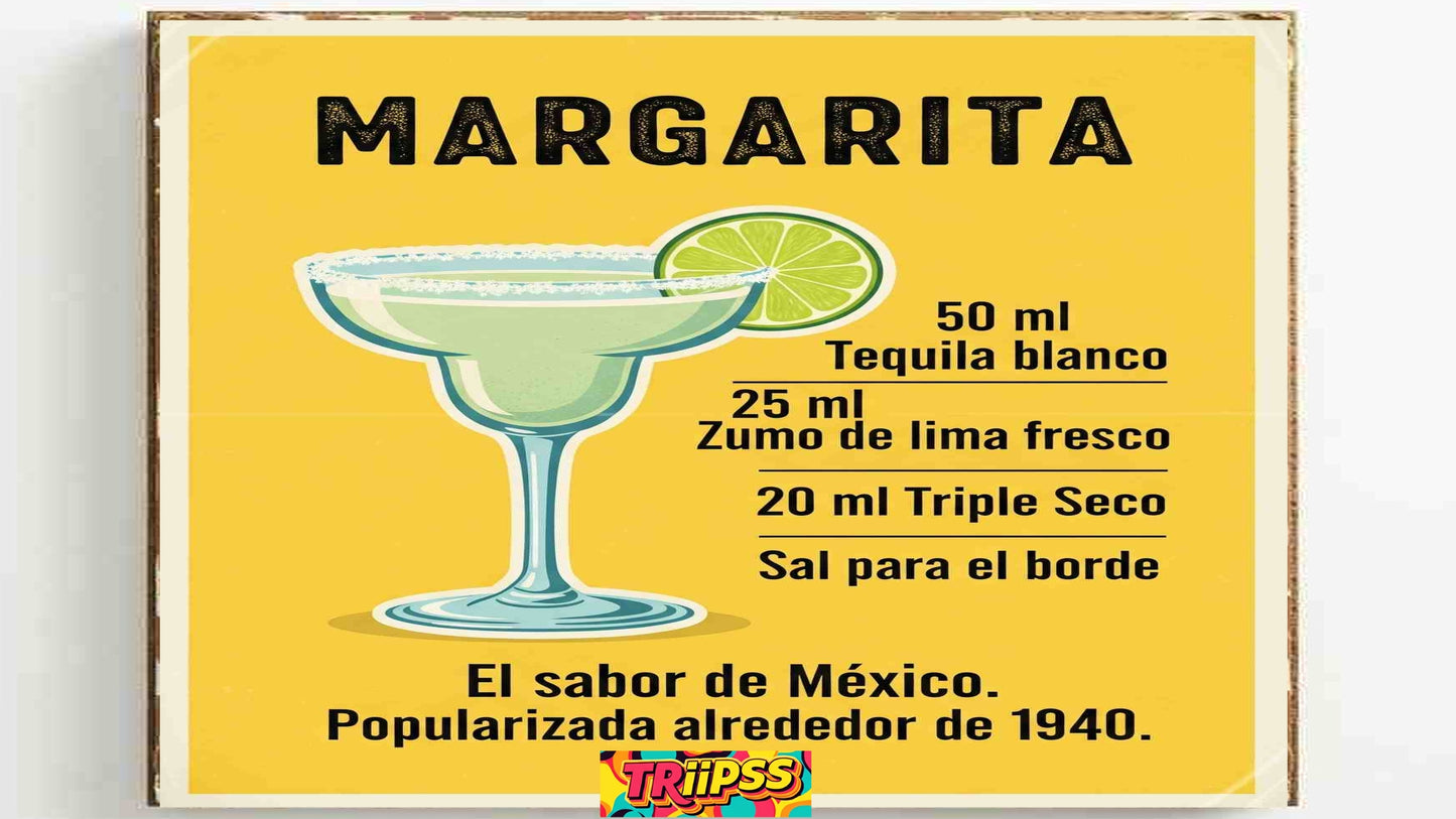 Margarita - Poster Digital - Cuadro Decorativo Vintage para Bar y Hogar - TRiiPSS