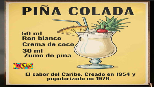 Piña Colada -Póster  Digital- Cuadro Decorativo Vintage Tropical para Bar y Hogar - TRiiPSS