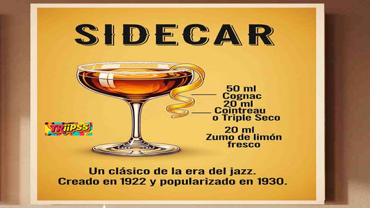 Sidecar - Póster Digital- Cuadro Decorativo Vintage Elegante Francés para Bar y Hogar - TRiiPSS