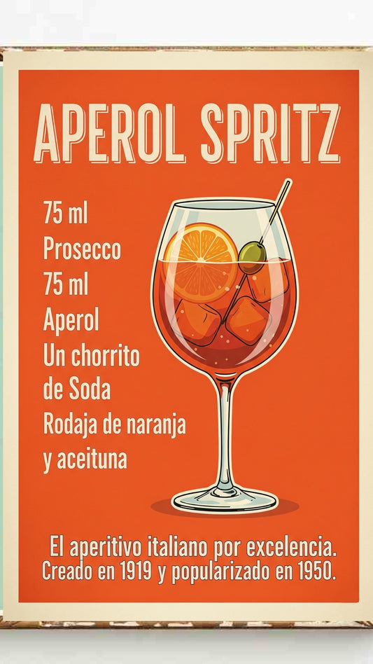 Póster Aperol Spritz - Cuadro Decorativo Bar,Cocina,Comedor - Vintage - Imprimible- PNG