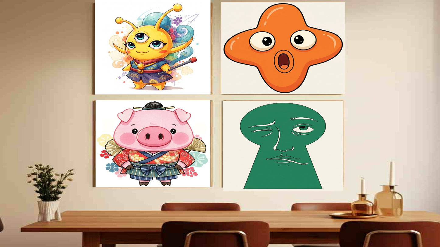 Pack 'Strange Friends' - Kit de 15 Ilustraciones Infantiles - Decoración Imprimible
