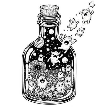 Pack de Ilustraciones para Colorear | Jar Monsters - 15 Diseños en A3 (300 DPI) para Imprimir
