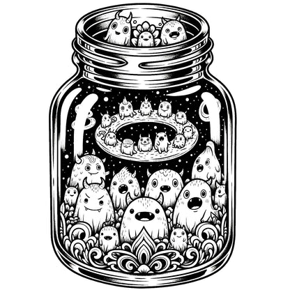 Pack de Ilustraciones para Colorear | Jar Monsters - 15 Diseños en A3 (300 DPI) para Imprimir