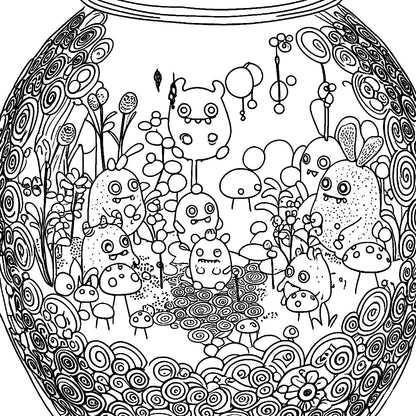 Pack de Ilustraciones para Colorear | Jar Monsters - 15 Diseños en A3 (300 DPI) para Imprimir